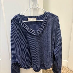 Vintage Havana Navy V-Neck Sweater